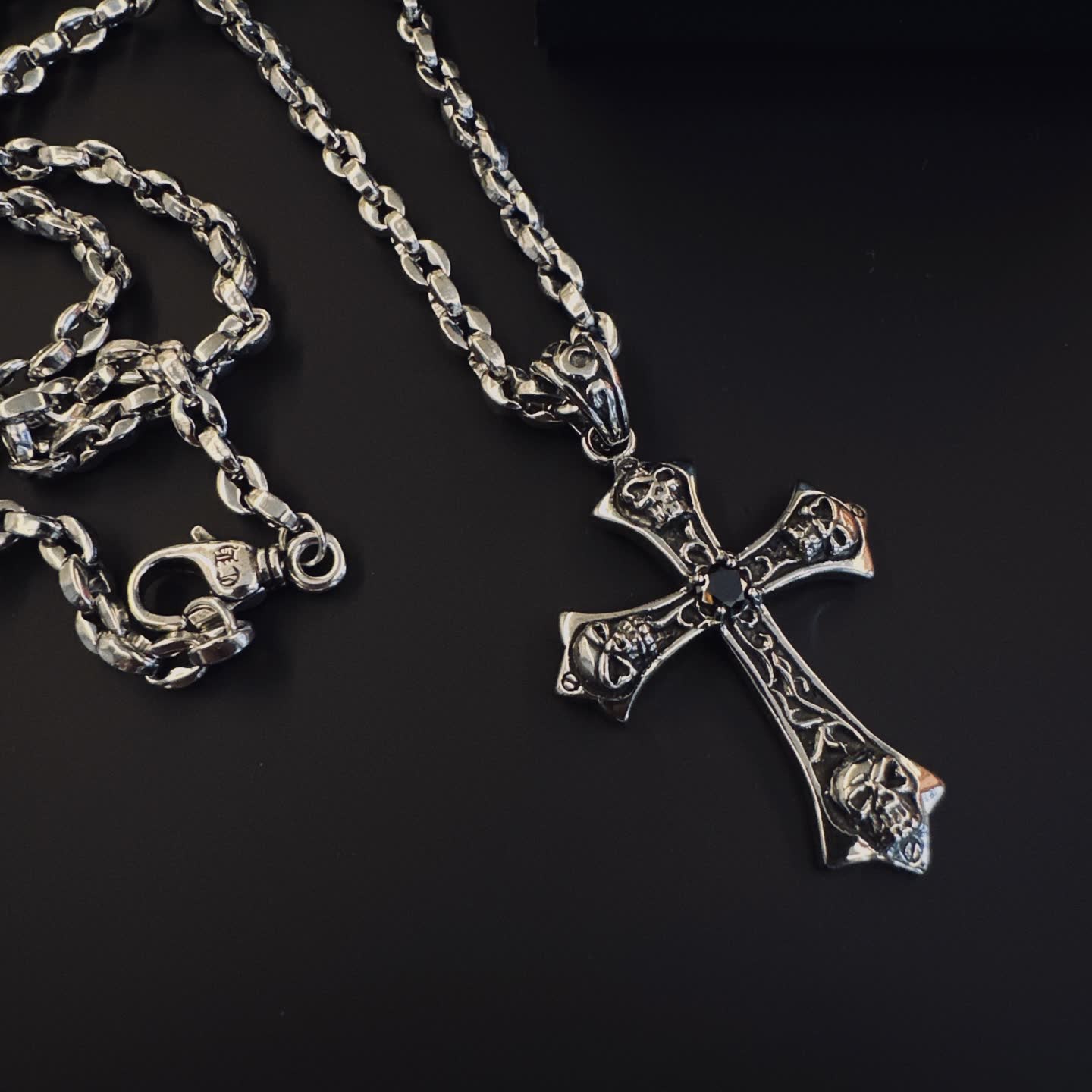 Chrome Hearts Silver Cross Pendant Necklace
